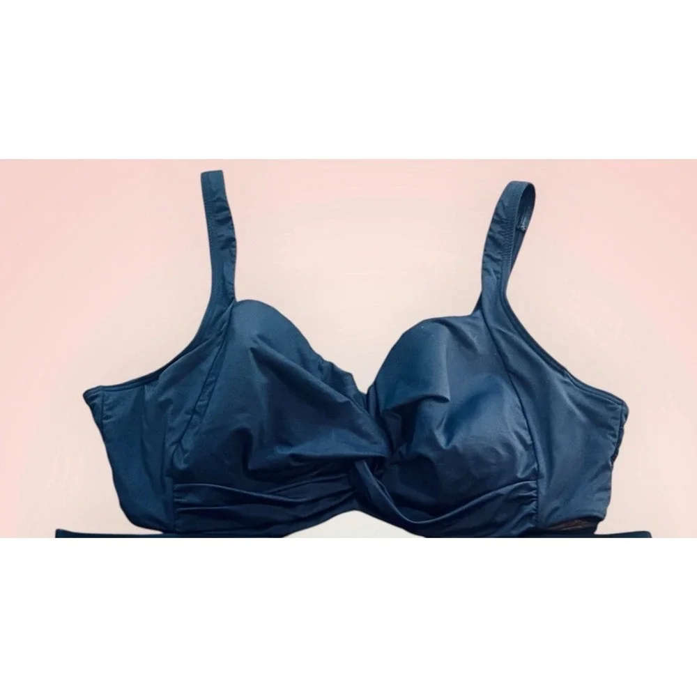 Lands' End‎ 26W Navy High Waisted Bikini Set Plus Size Swimwear